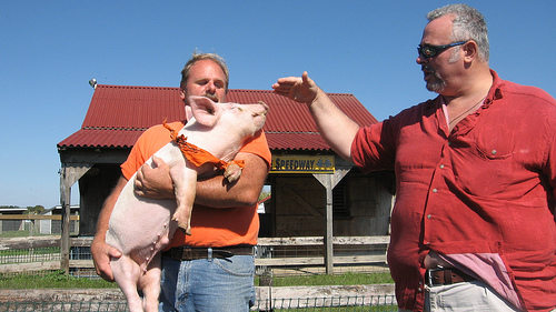 Sometimes you really need to kiss a pig, and yes, that indeed, is me...on the right